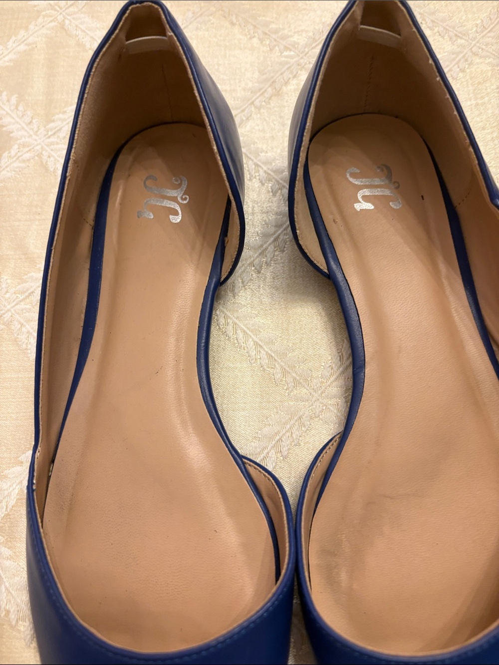 Journee Collection Navy Blue D'Orsay Flats with Tan Insole